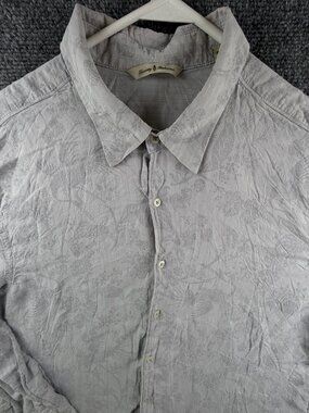 Tommy Bahama Long Sleeve Button Up Hawaii Floral Bird Print Gray XL Tencel Rayon